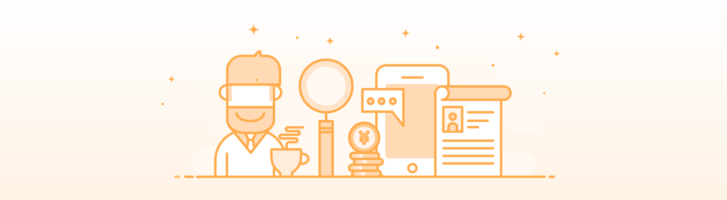 51Job recruitment app illustration.