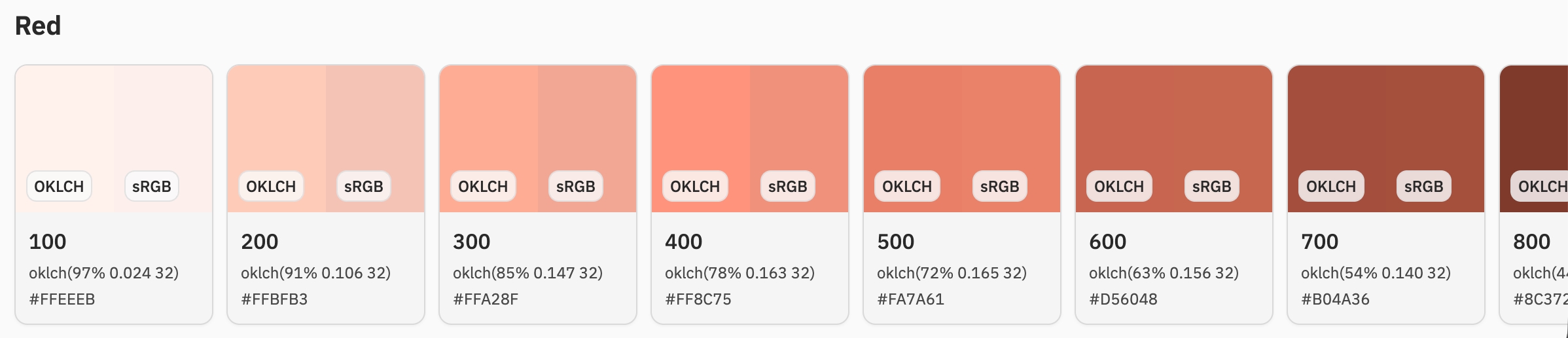 Generated red colour scale.